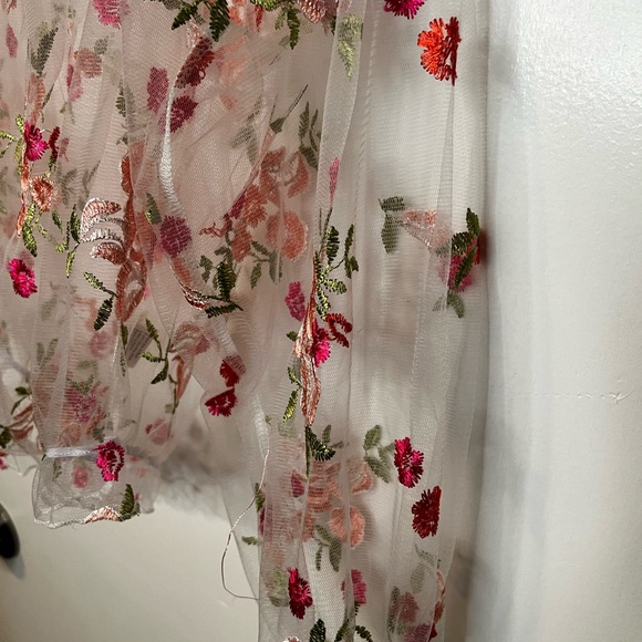 Floral Embroidered Sheer off shoulder Top - Picture 3 of 4